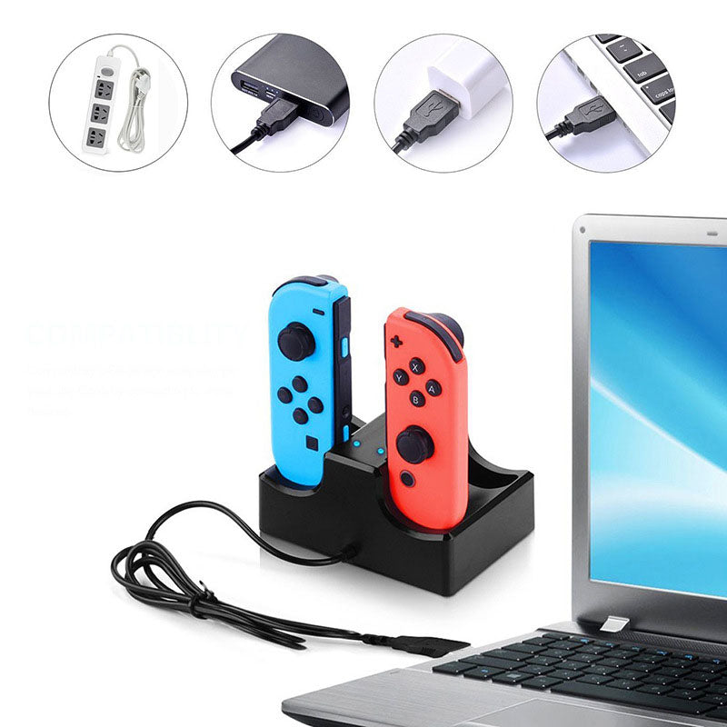 4-in-1 Charging Dock Cradle Stand Charging Station with 2 USB Ports for Nintendo Switch Joystick or Smartphones 4-in-1 Charging Dock Cradle Stand Charging Station with 2 USB Ports for Nintendo Switch Joystick or Smartphones